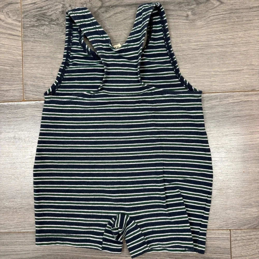 Children's Place Nautical Sailboat Striped‎ Romper Navy Green 18 Months Preppy